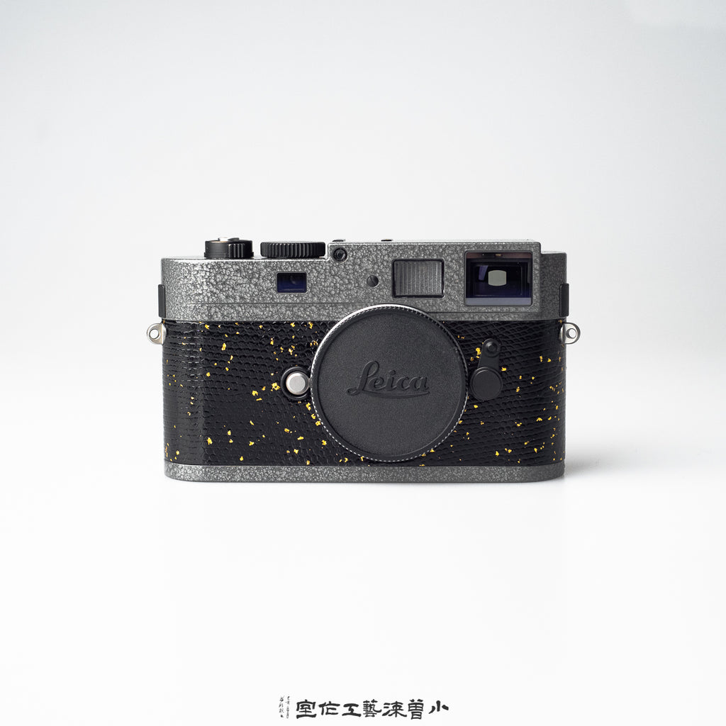 Gold-Flecked Black Lizard Skin with Hammered Grey Lacquer Finish（M240）