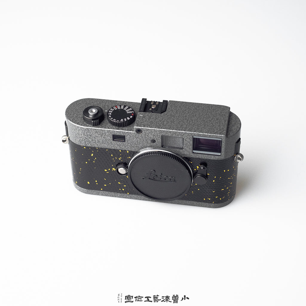 Gold-Flecked Black Lizard Skin with Hammered Grey Lacquer Finish（M240）