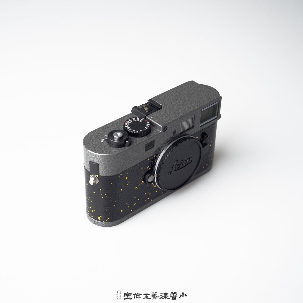 Gold-Flecked Black Lizard Skin with Hammered Grey Lacquer Finish（M240）