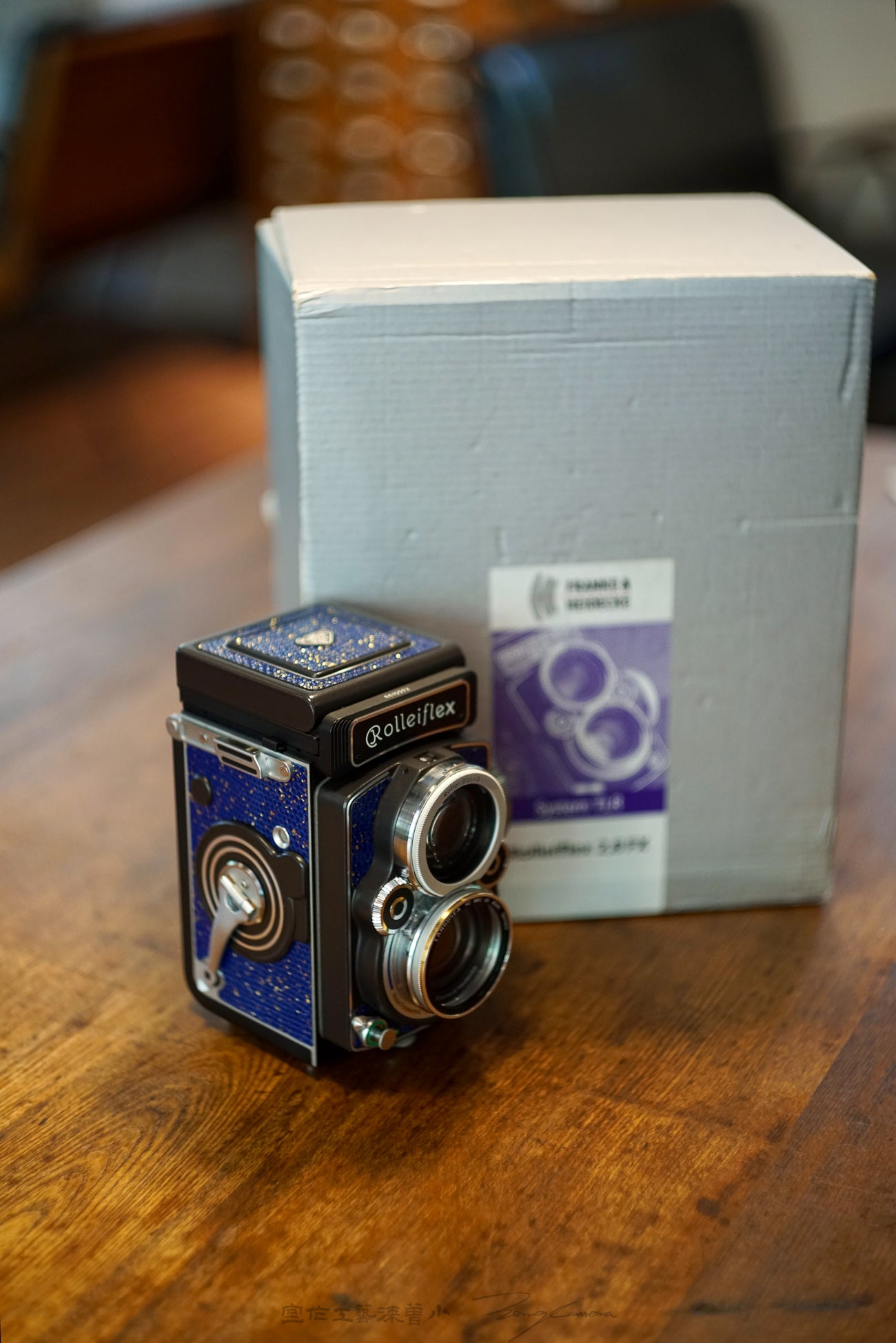 Leather art replacement with gold sprinkled lizard skin material/Blue