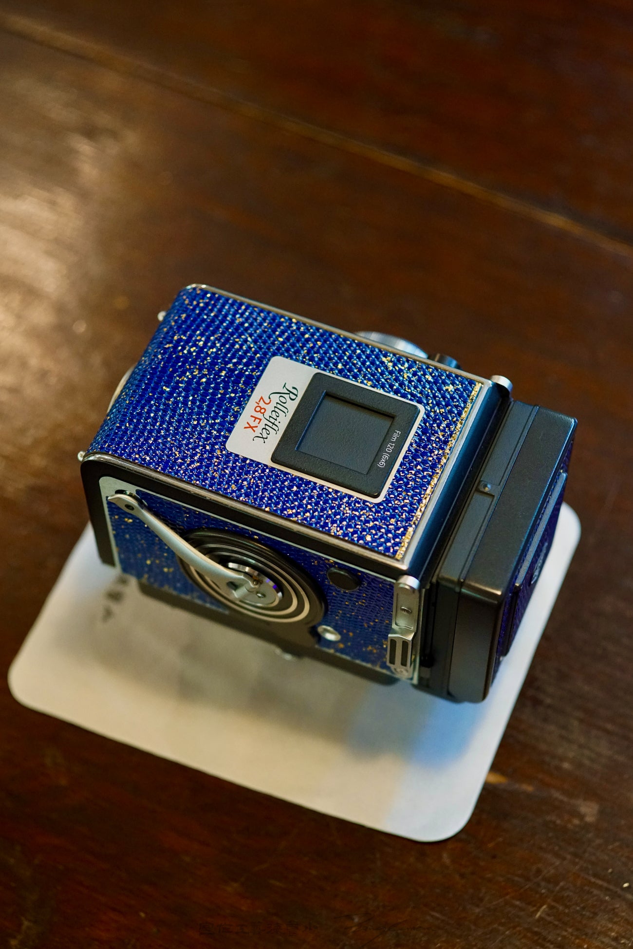 Leather art replacement with gold sprinkled lizard skin material/Blue