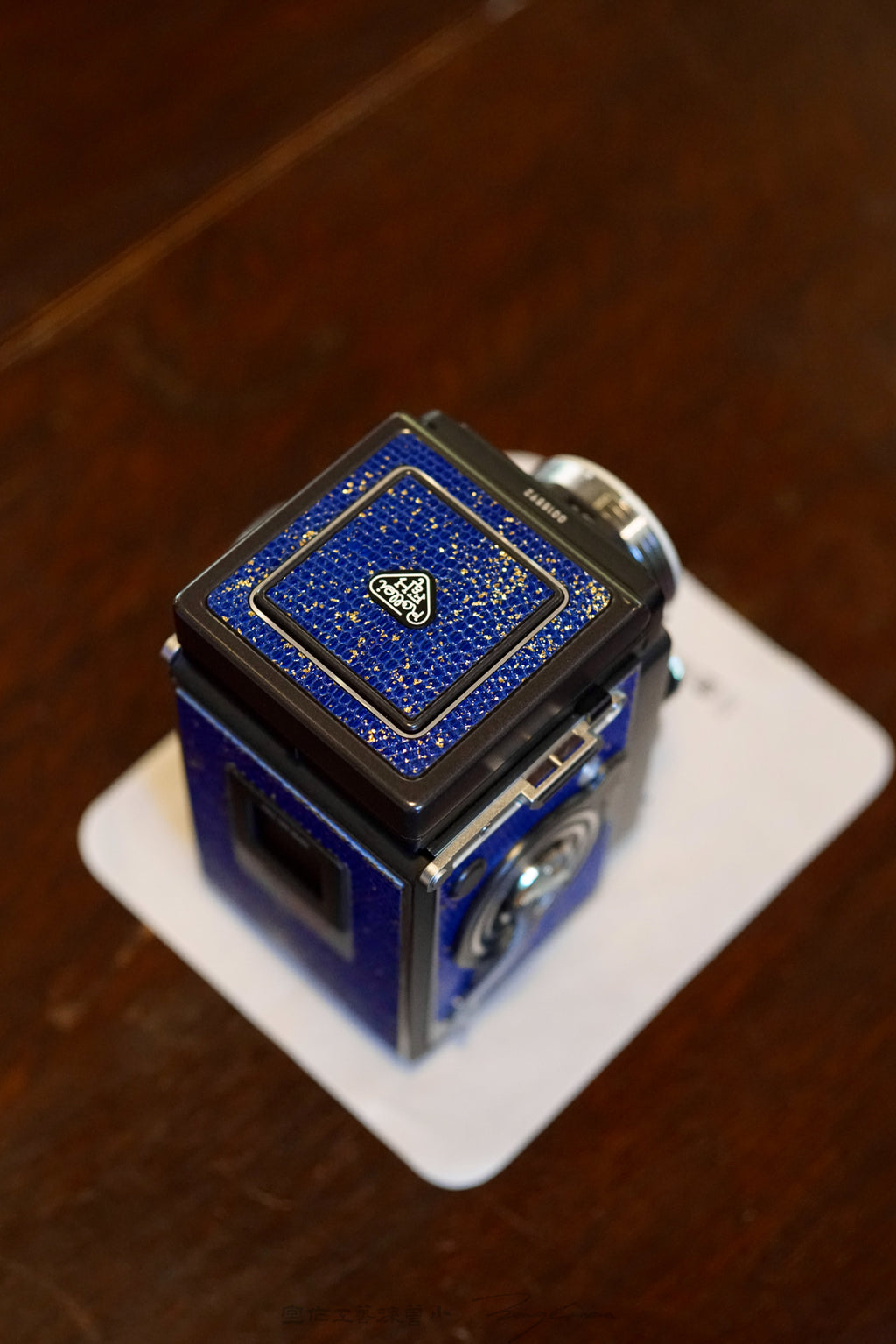 Leather art replacement with gold sprinkled lizard skin material/Blue