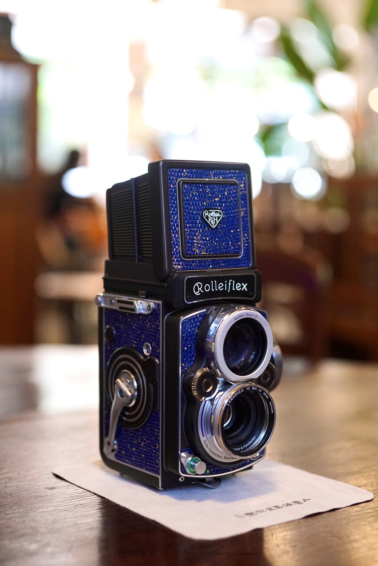 Leather art replacement with gold sprinkled lizard skin material/Blue