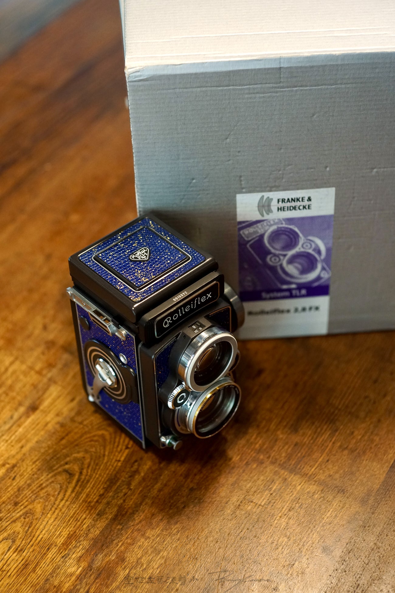 Leather art replacement with gold sprinkled lizard skin material/Blue