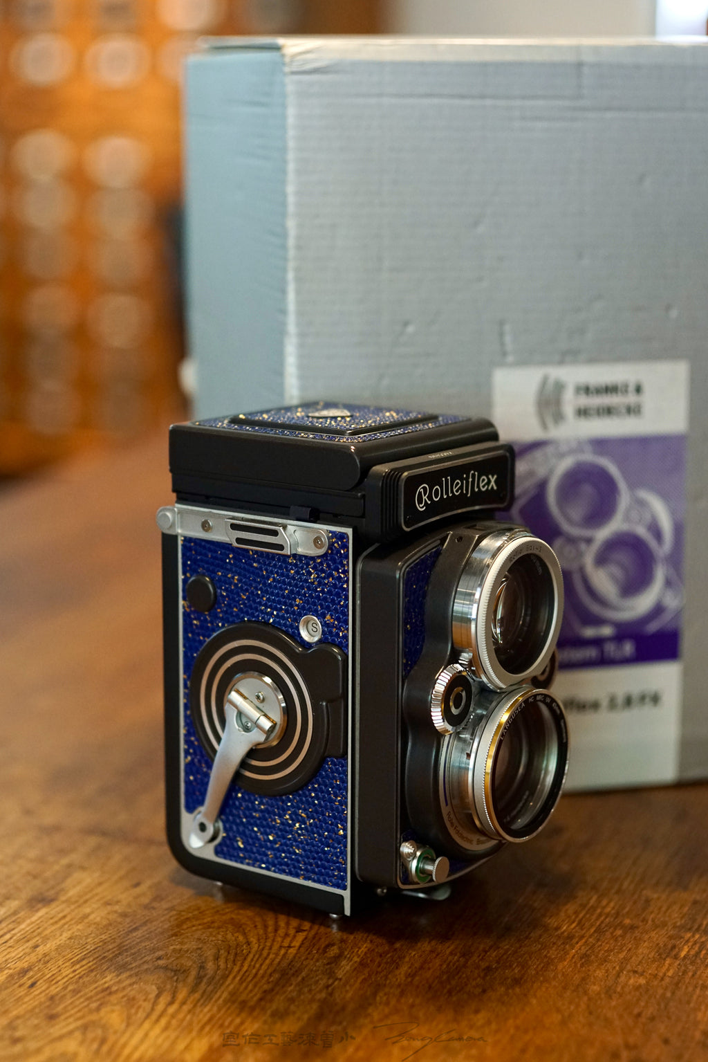 Leather art replacement with gold sprinkled lizard skin material/Blue