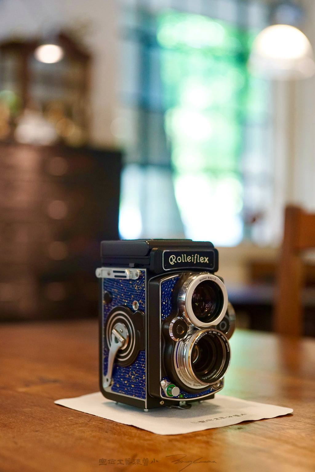 Leather art replacement with gold sprinkled lizard skin material/Blue