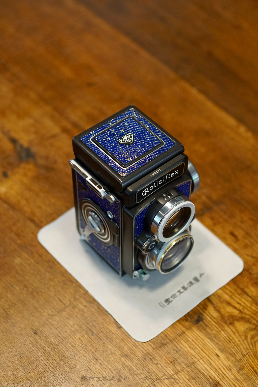 Leather art replacement with gold sprinkled lizard skin material/Blue