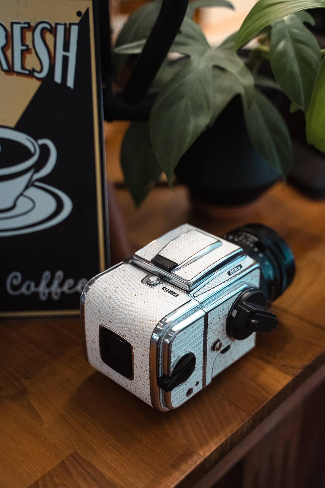 503CW Leather art replacement with gold sprinkled lizard skin material/White