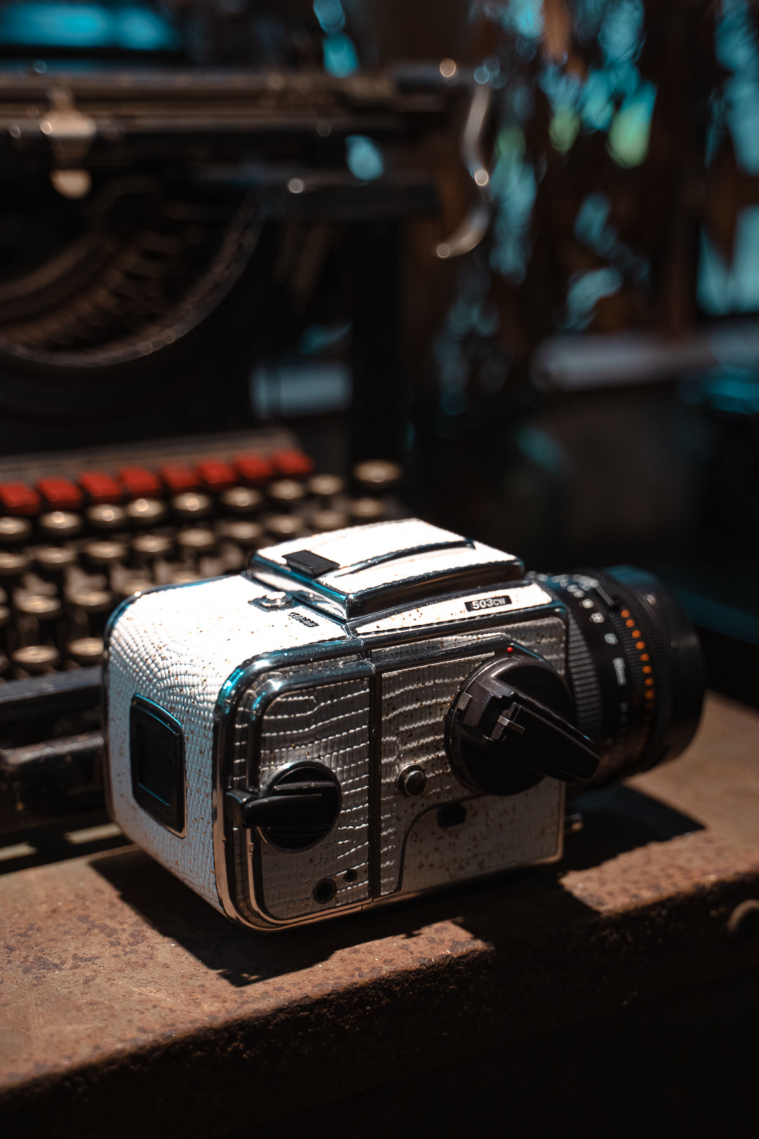 503CW Leather art replacement with gold sprinkled lizard skin material/White