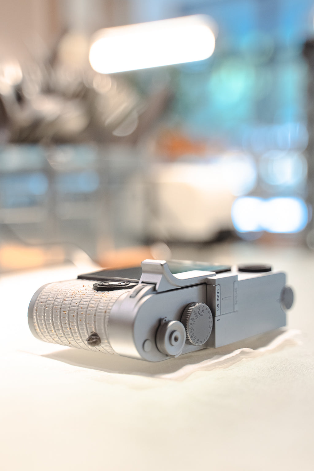 M11 Leather art replacement with gold sprinkled lizard skin material/White