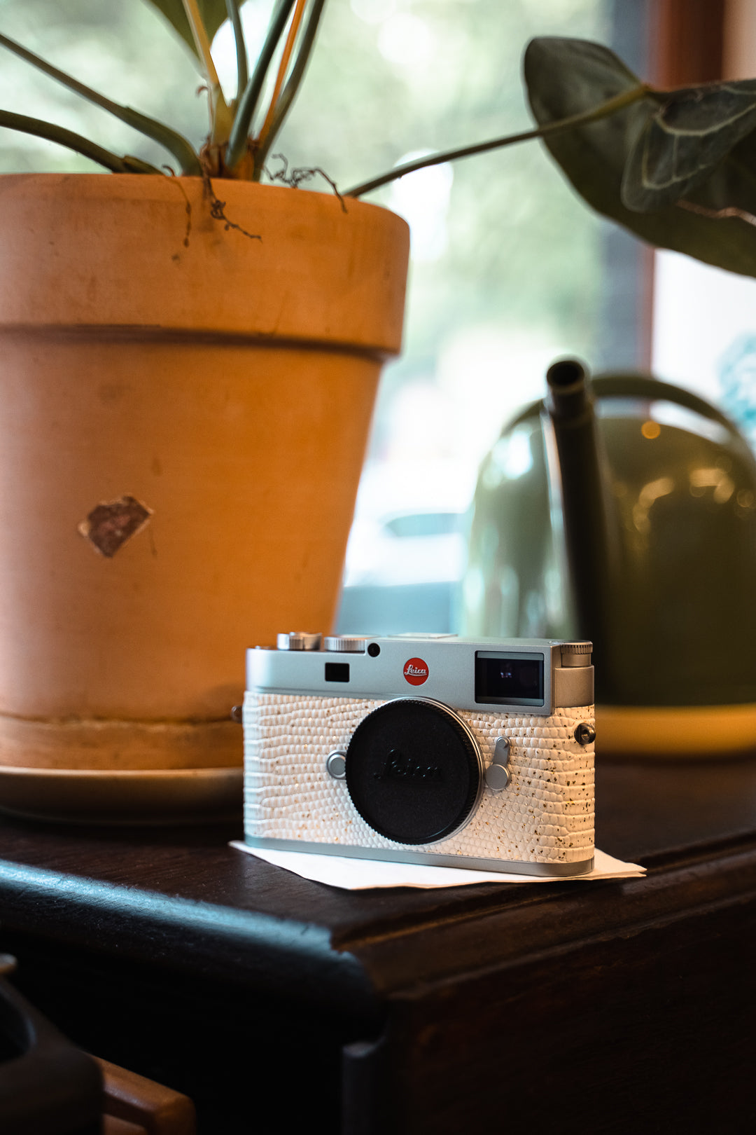 M11 Leather art replacement with gold sprinkled lizard skin material/White