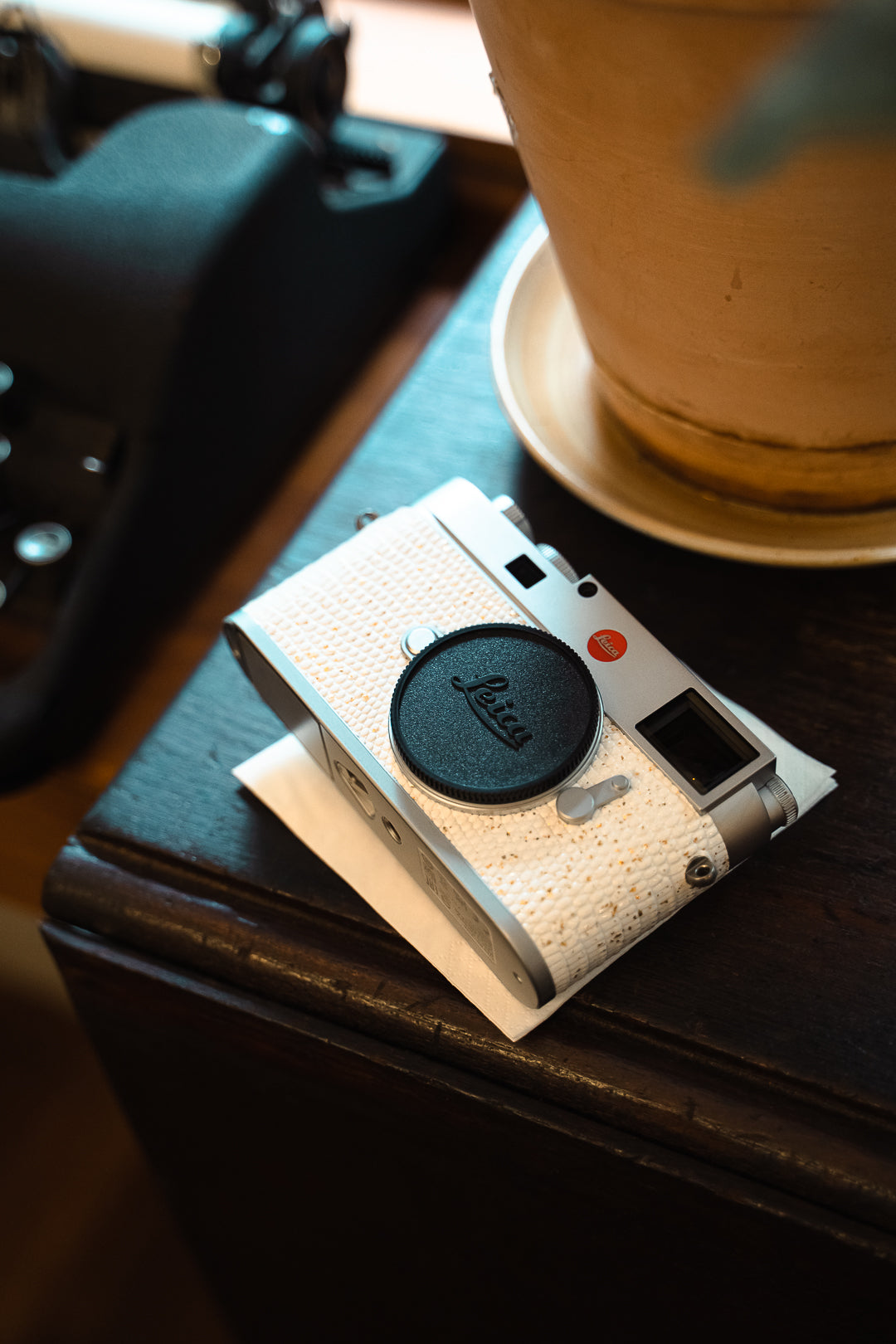 M11 Leather art replacement with gold sprinkled lizard skin material/White