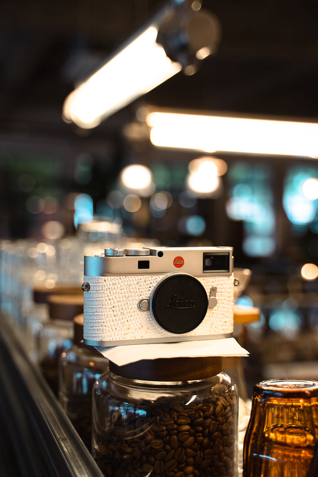 M11 Leather art replacement with gold sprinkled lizard skin material/White