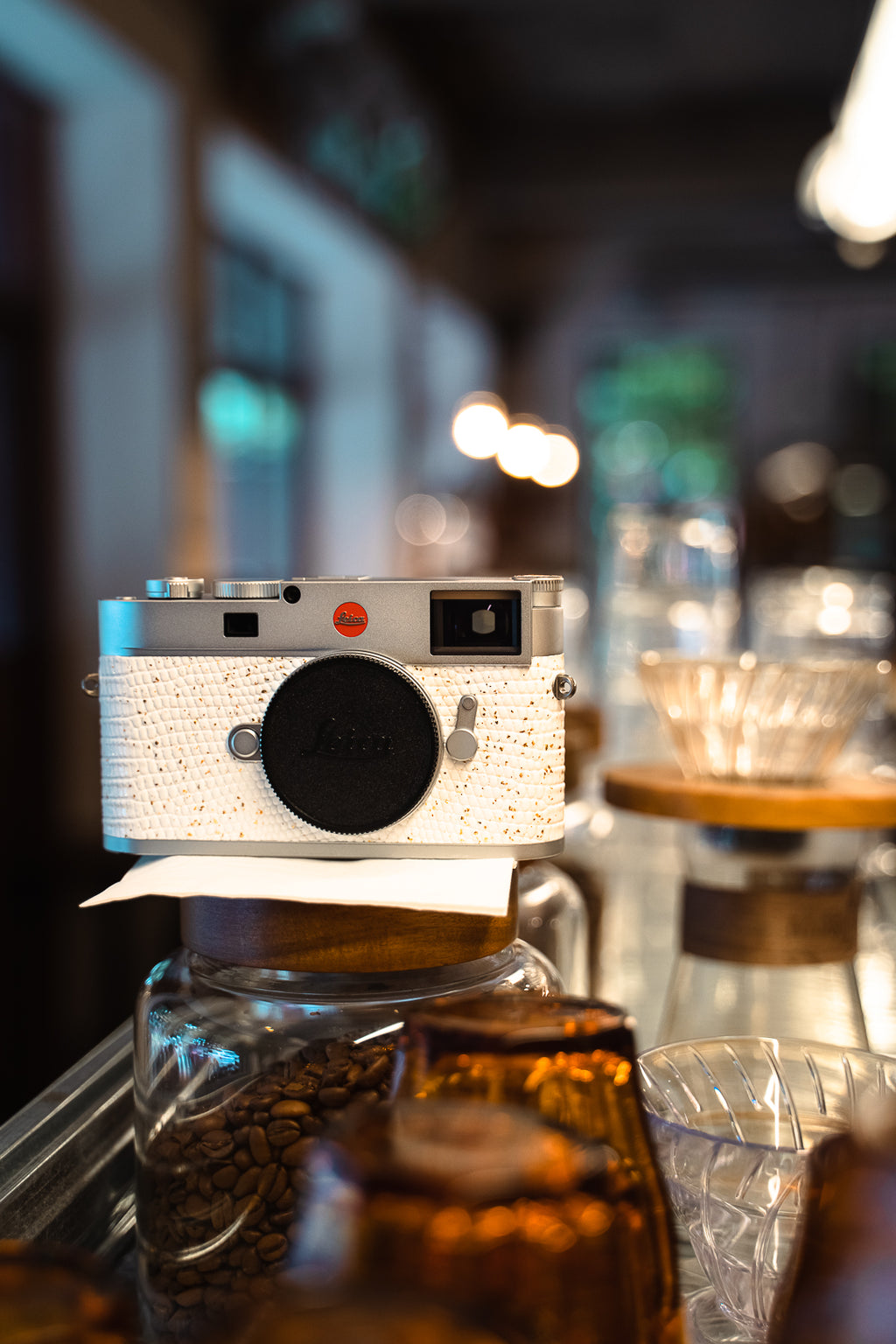 M11 Leather art replacement with gold sprinkled lizard skin material/White