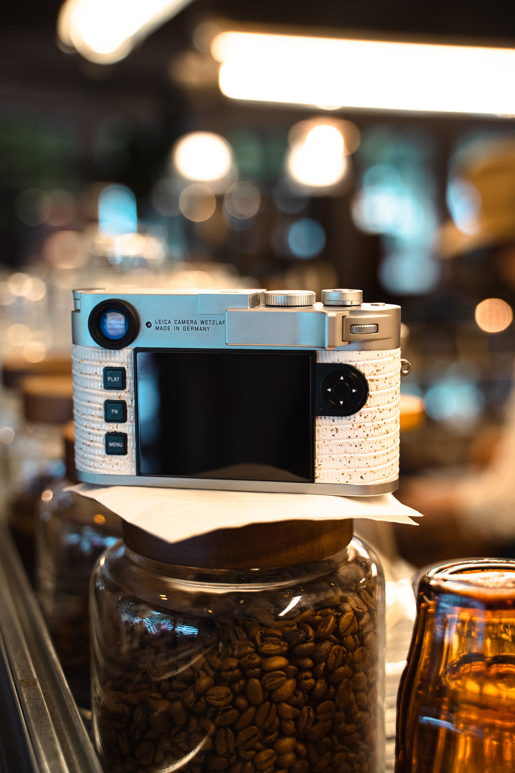 M11 Leather art replacement with gold sprinkled lizard skin material/White