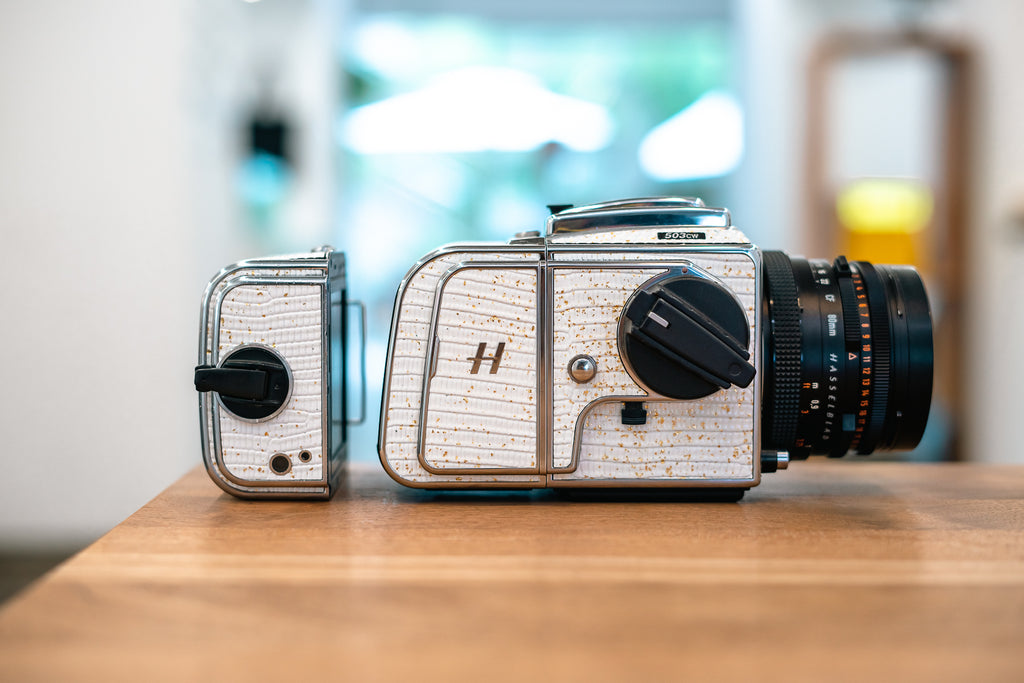 503CW Leather art replacement with gold sprinkled lizard skin material/White