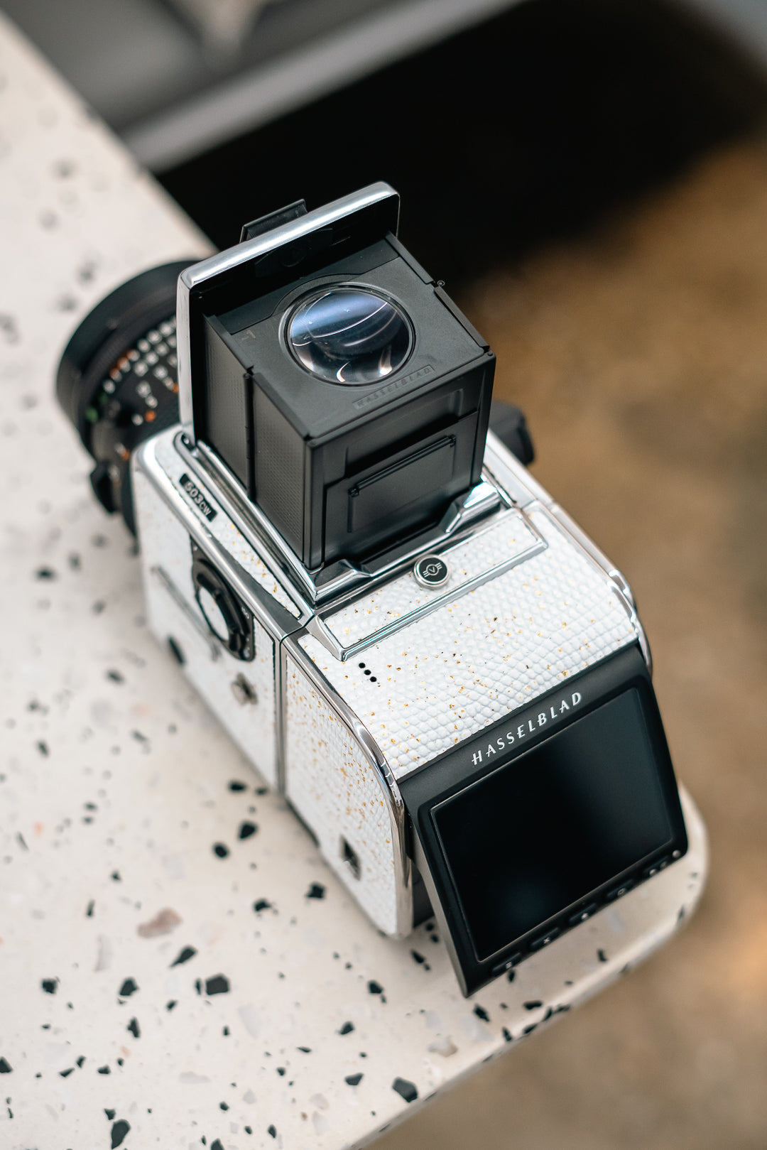 503CW Leather art replacement with gold sprinkled lizard skin material/White