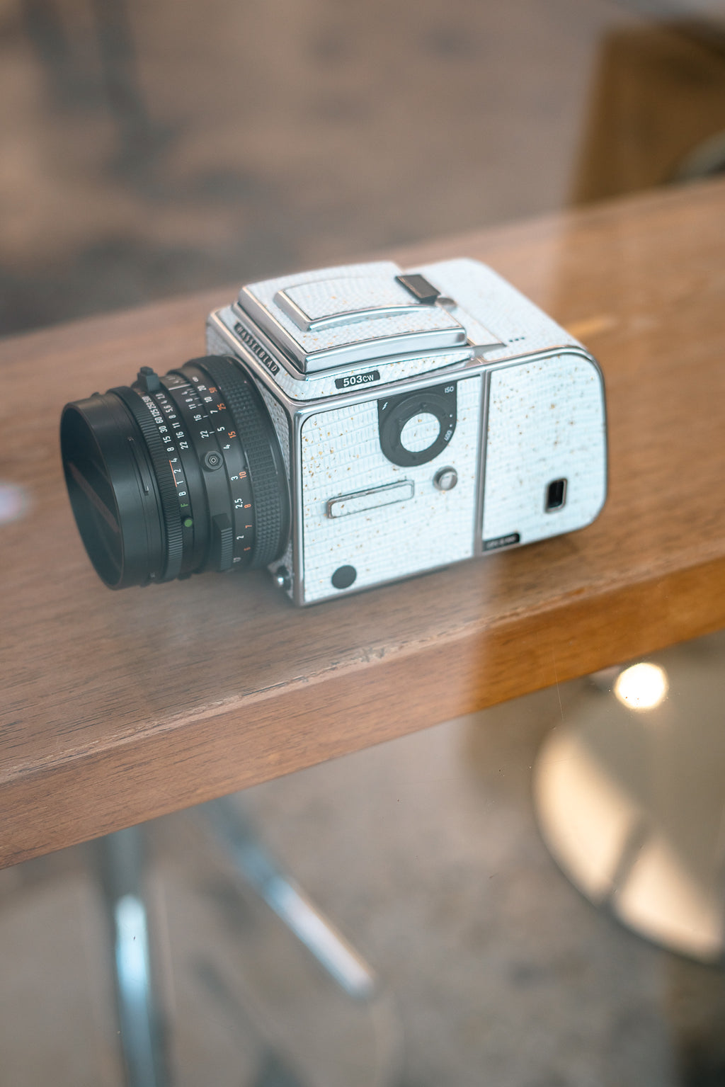 503CW Leather art replacement with gold sprinkled lizard skin material/White