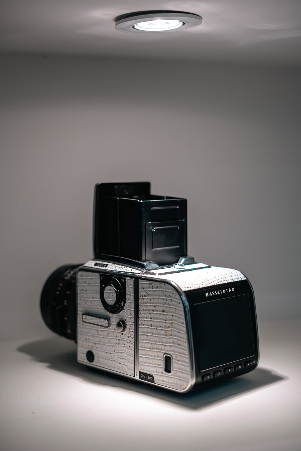 503CW Leather art replacement with gold sprinkled lizard skin material/White