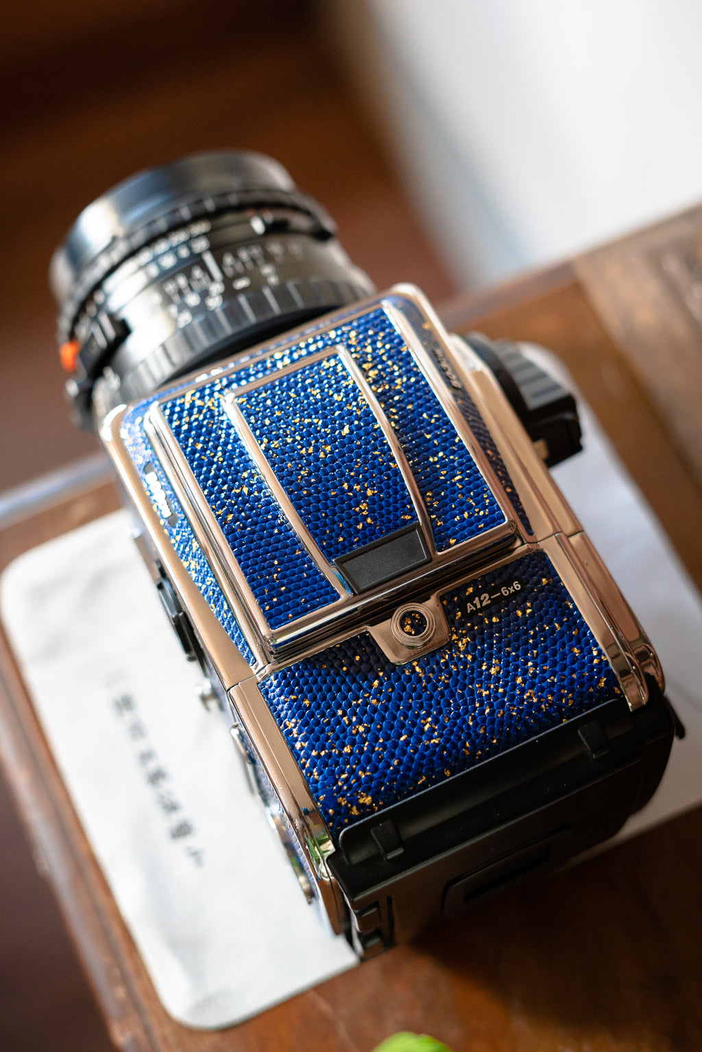 503CW Leather art replacement with gold sprinkled lizard skin material/Blue