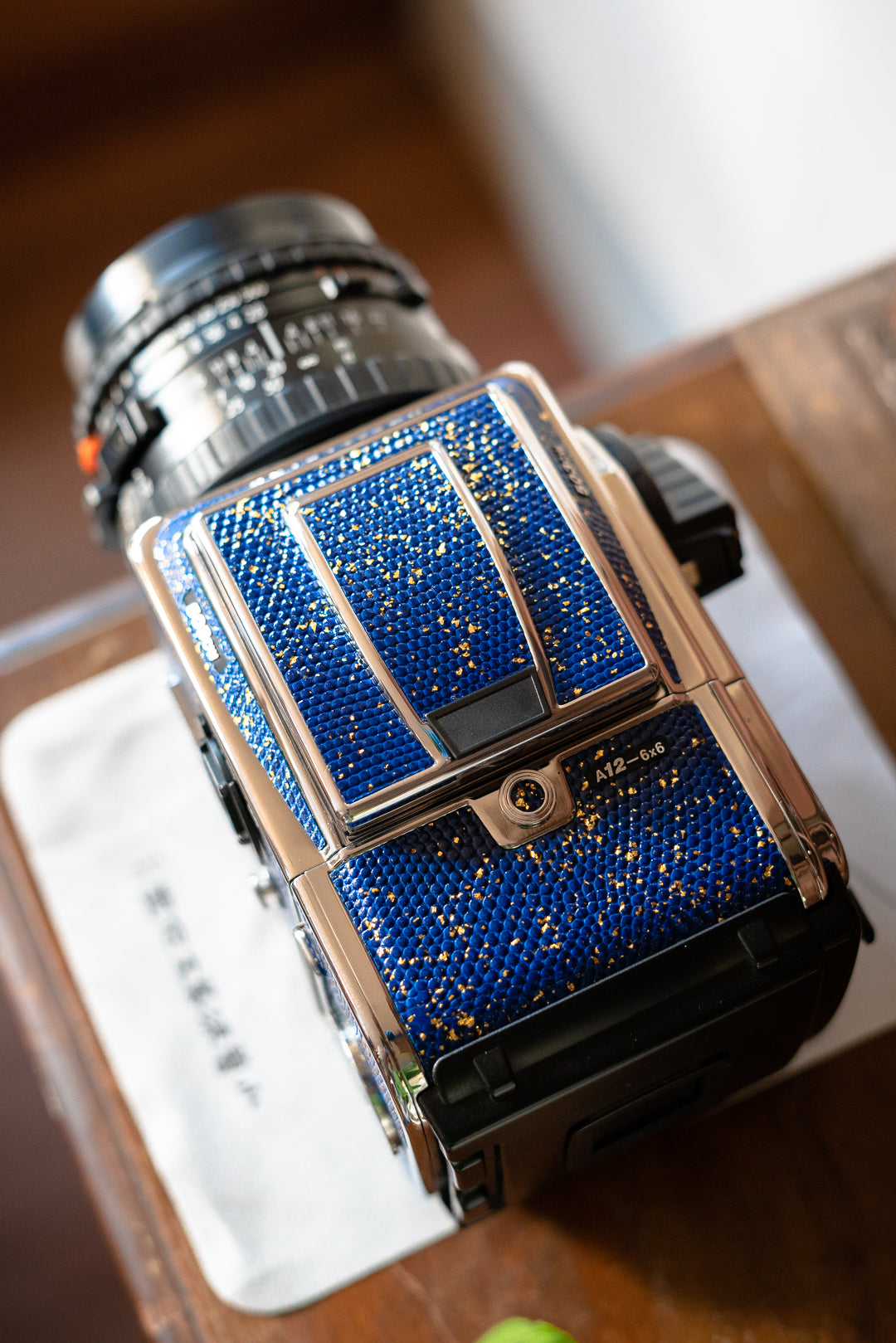 503CW Leather art replacement with gold sprinkled lizard skin material/Blue