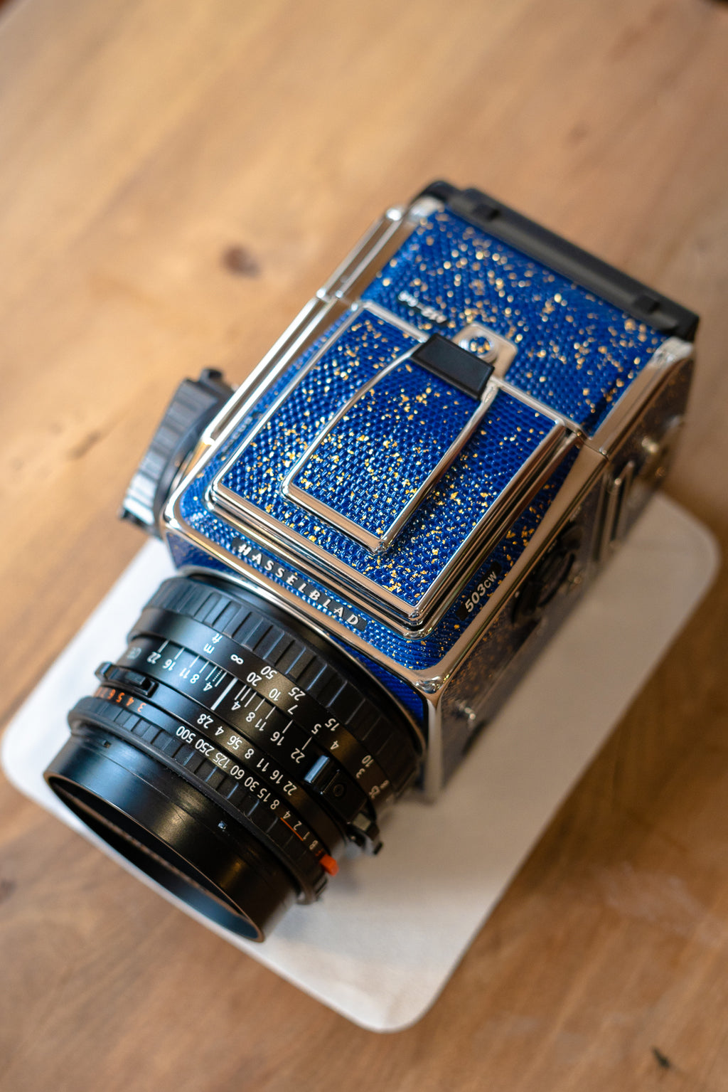 503CW Leather art replacement with gold sprinkled lizard skin material/Blue