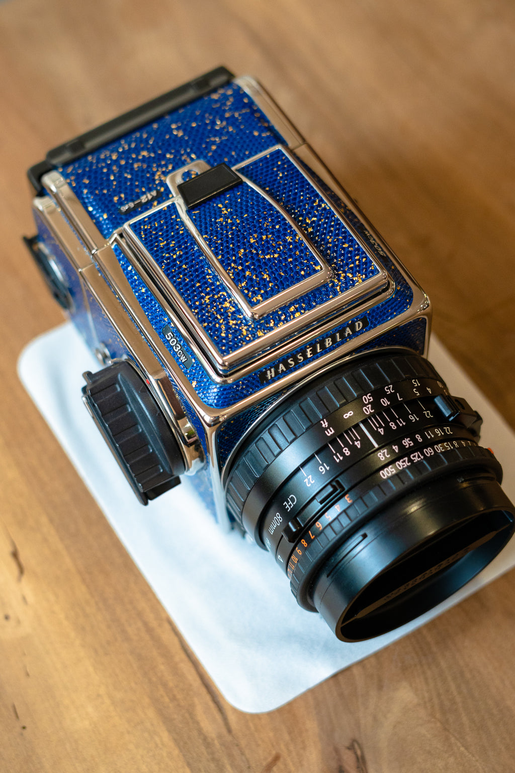 503CW Leather art replacement with gold sprinkled lizard skin material/Blue