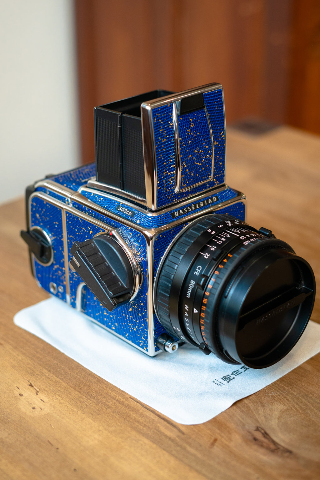 503CW Leather art replacement with gold sprinkled lizard skin material/Blue