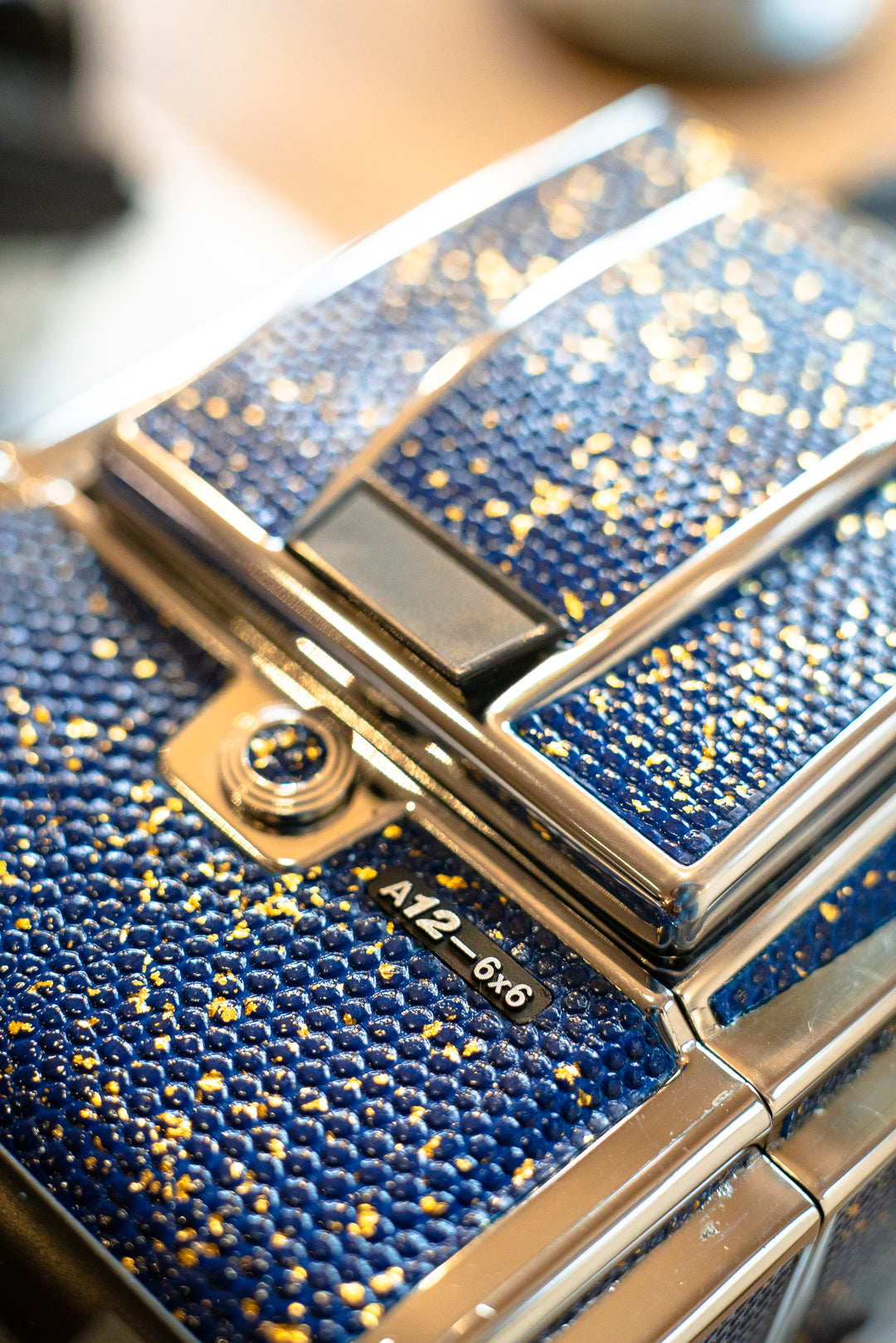 503CW Leather art replacement with gold sprinkled lizard skin material/Blue