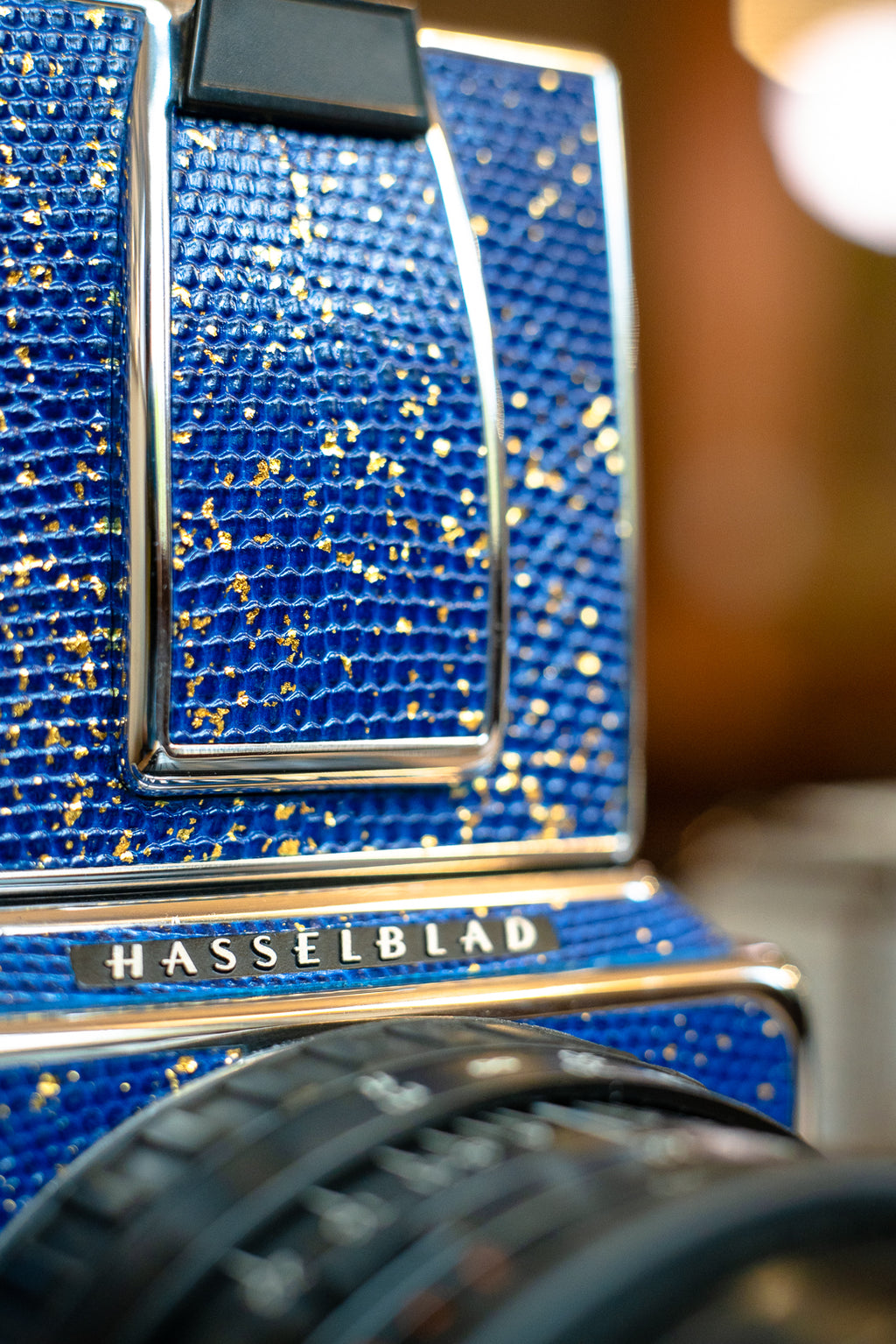 503CW Leather art replacement with gold sprinkled lizard skin material/Blue