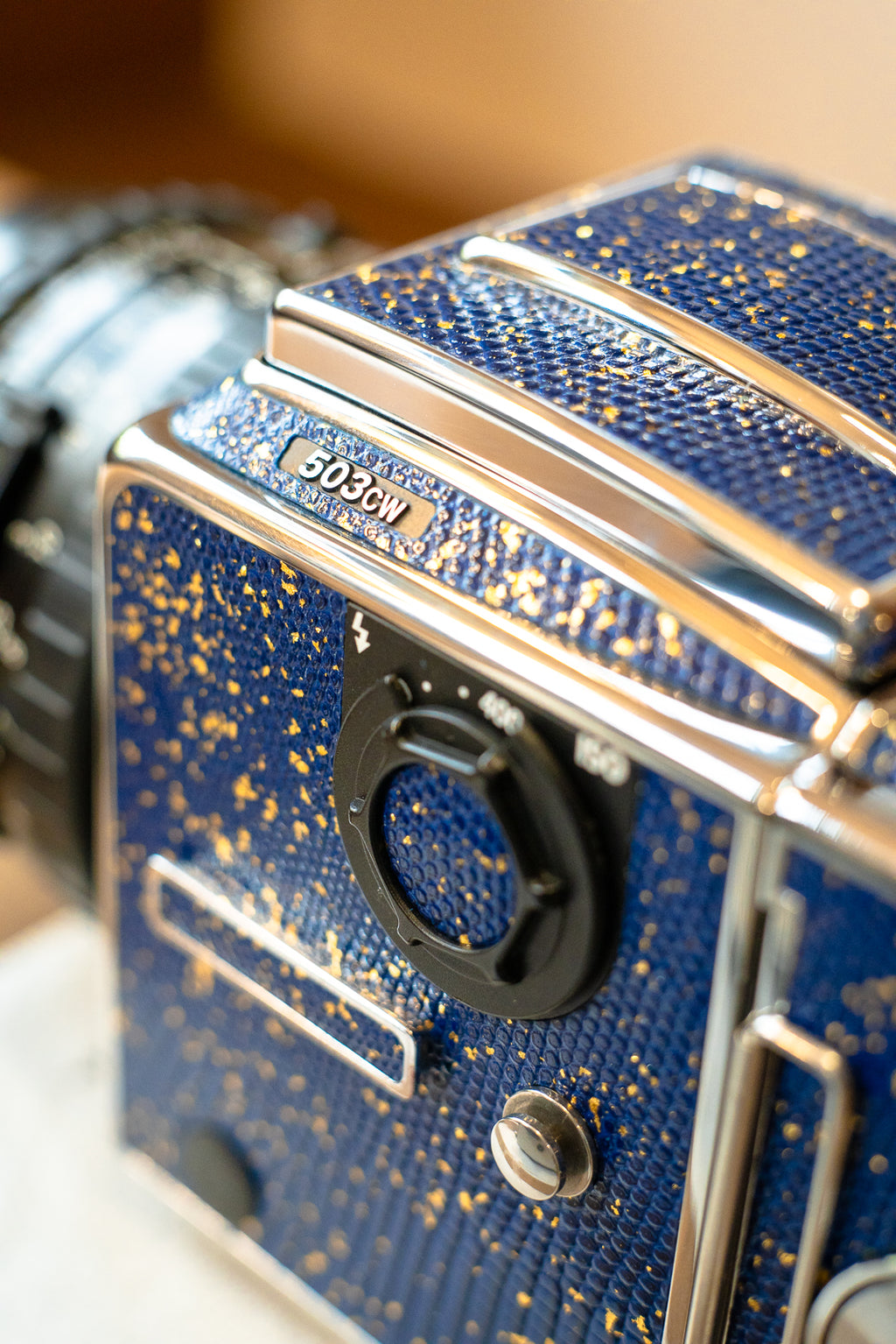 503CW Leather art replacement with gold sprinkled lizard skin material/Blue