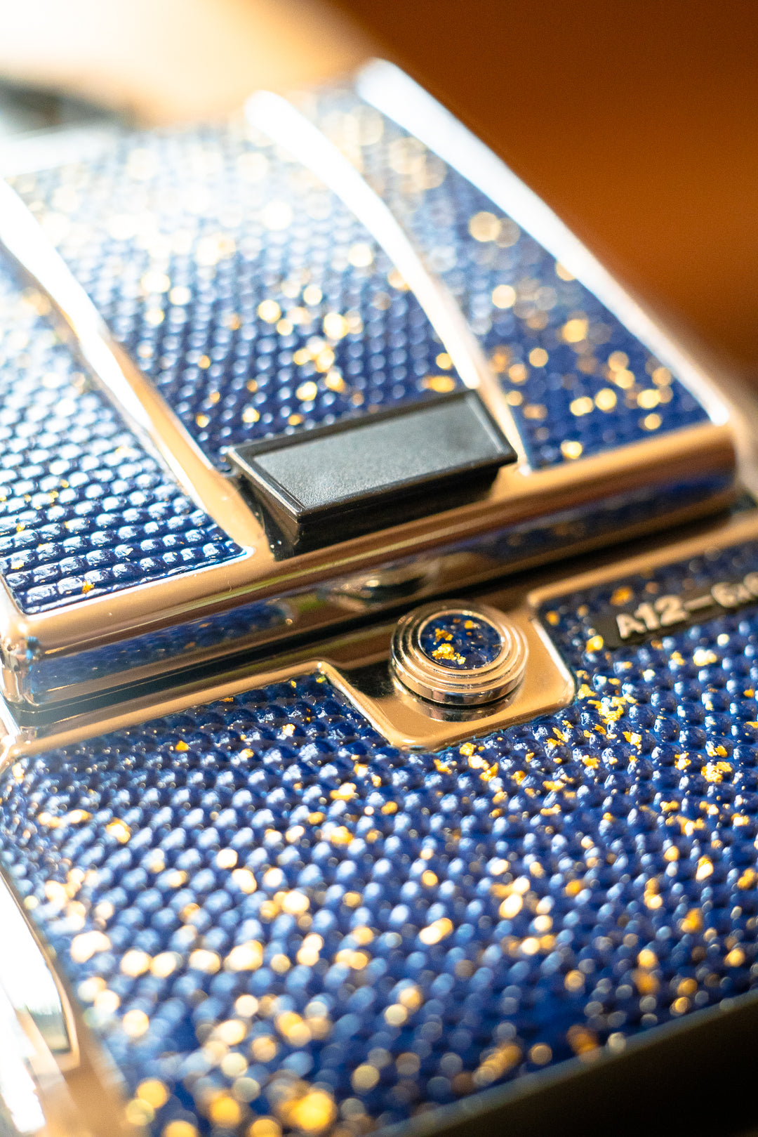 503CW Leather art replacement with gold sprinkled lizard skin material/Blue