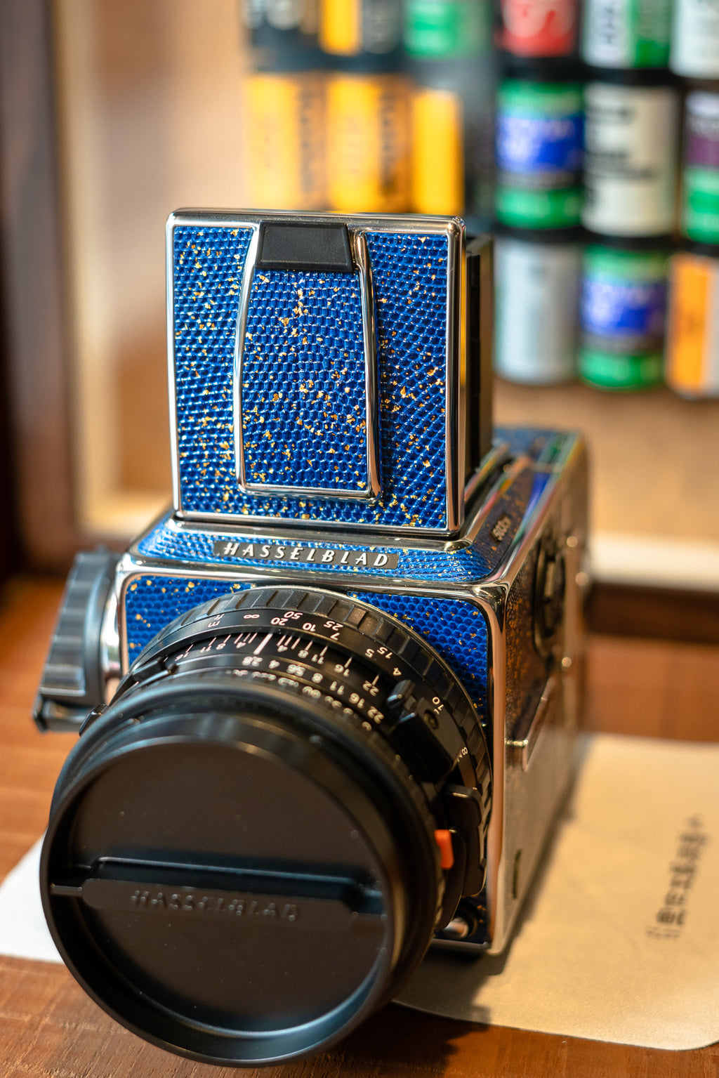 503CW Leather art replacement with gold sprinkled lizard skin material/Blue