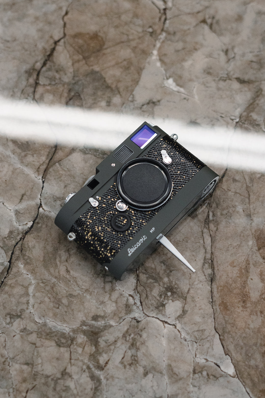 Leather art replacement with gold sprinkled lizard skin material/black