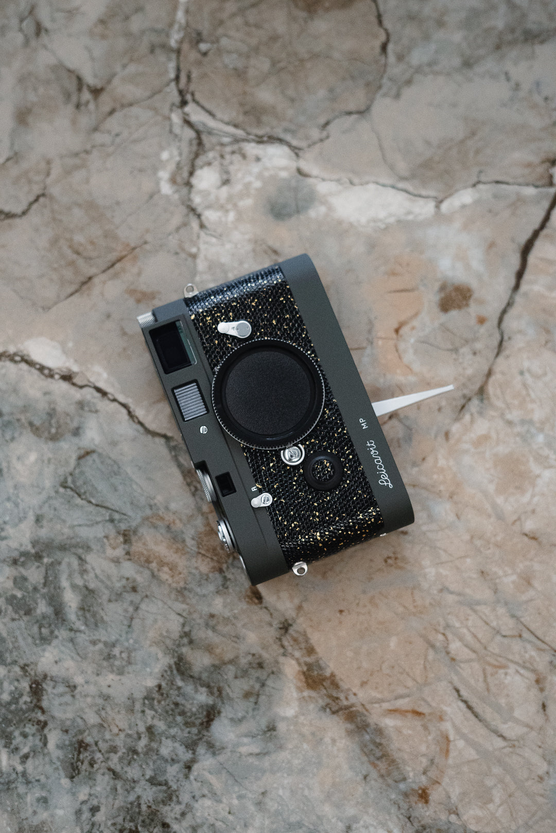 Leather art replacement with gold sprinkled lizard skin material/black