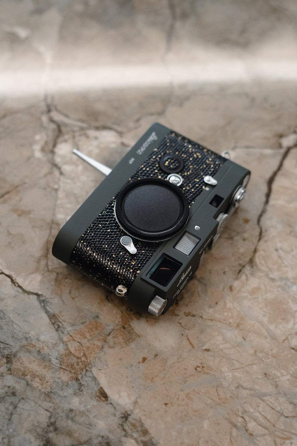 Leather art replacement with gold sprinkled lizard skin material/black