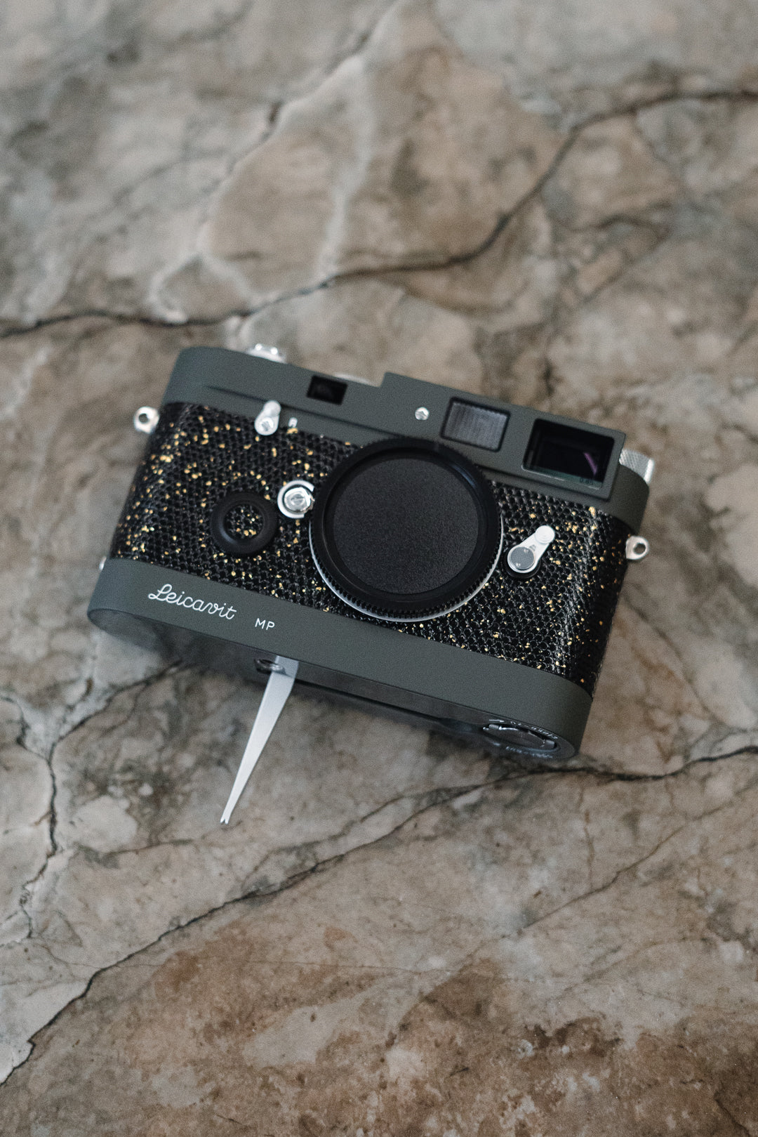 Leather art replacement with gold sprinkled lizard skin material/black