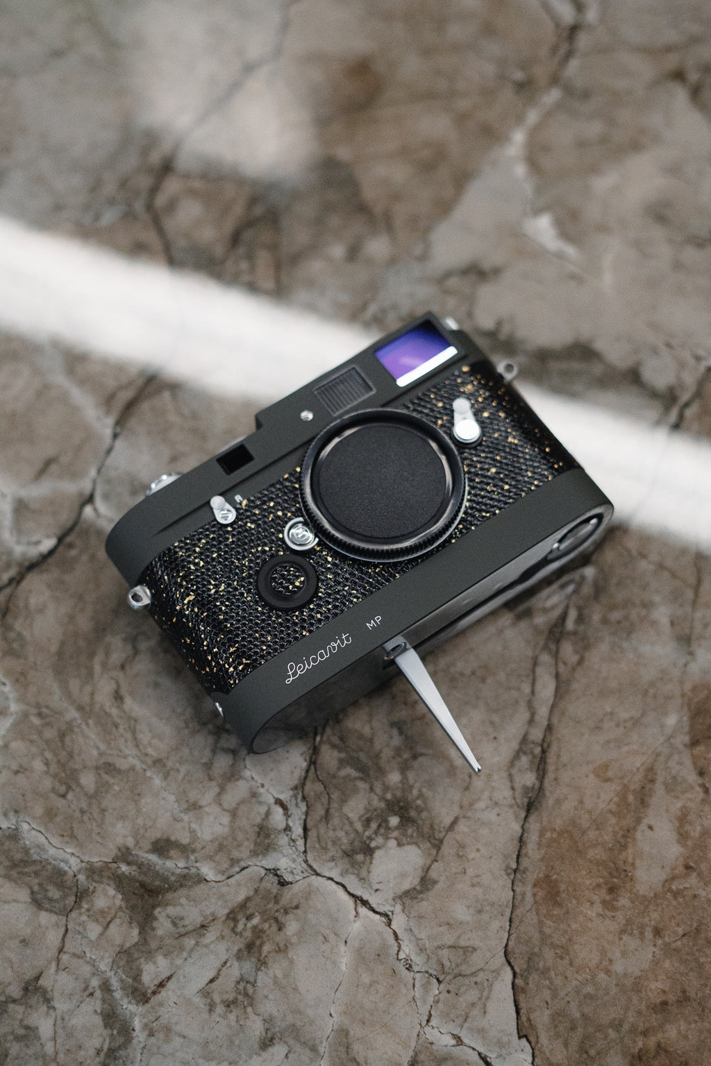 Leather art replacement with gold sprinkled lizard skin material/black