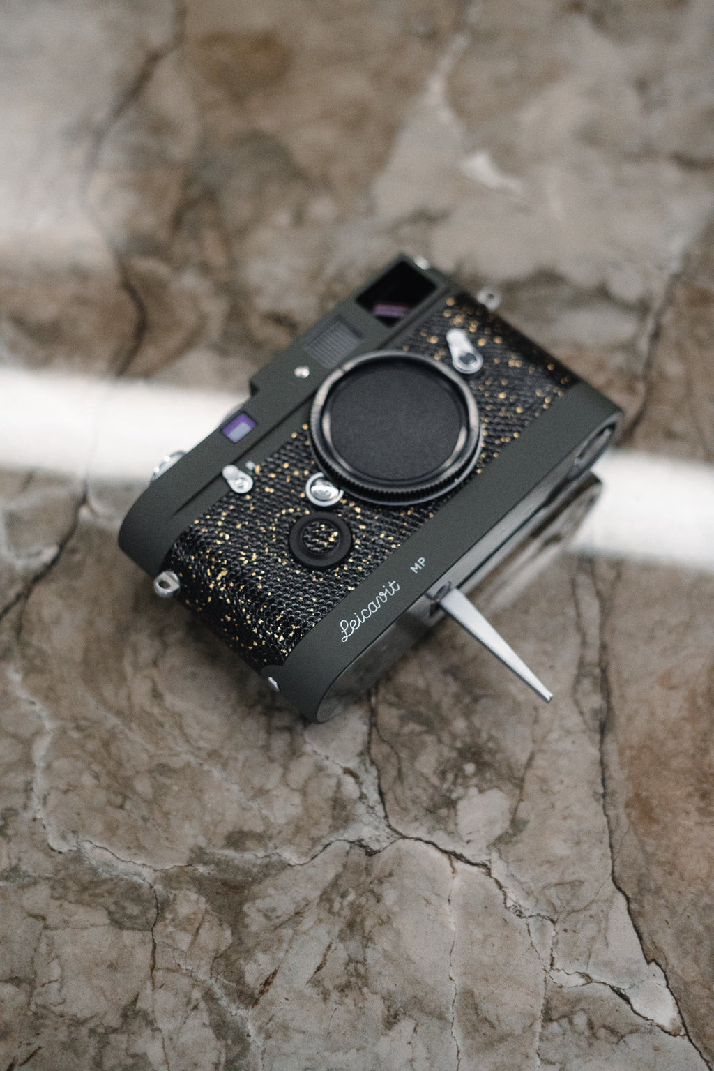 Leather art replacement with gold sprinkled lizard skin material/black