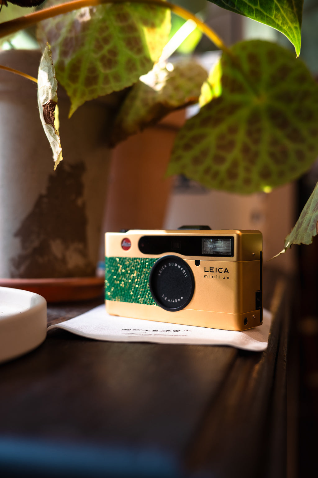 minilux 24K Golden Customization/Leather art replacement with gold sprinkled lizard skin material/Green