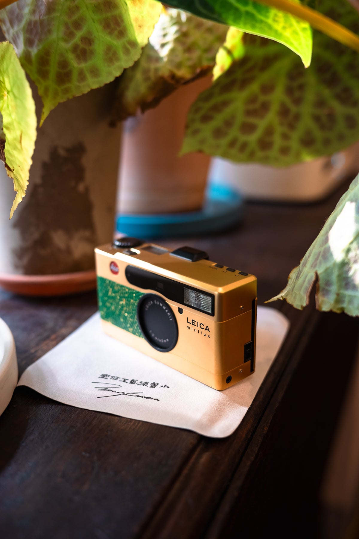 minilux 24K Golden Customization/Leather art replacement with gold sprinkled lizard skin material/Green