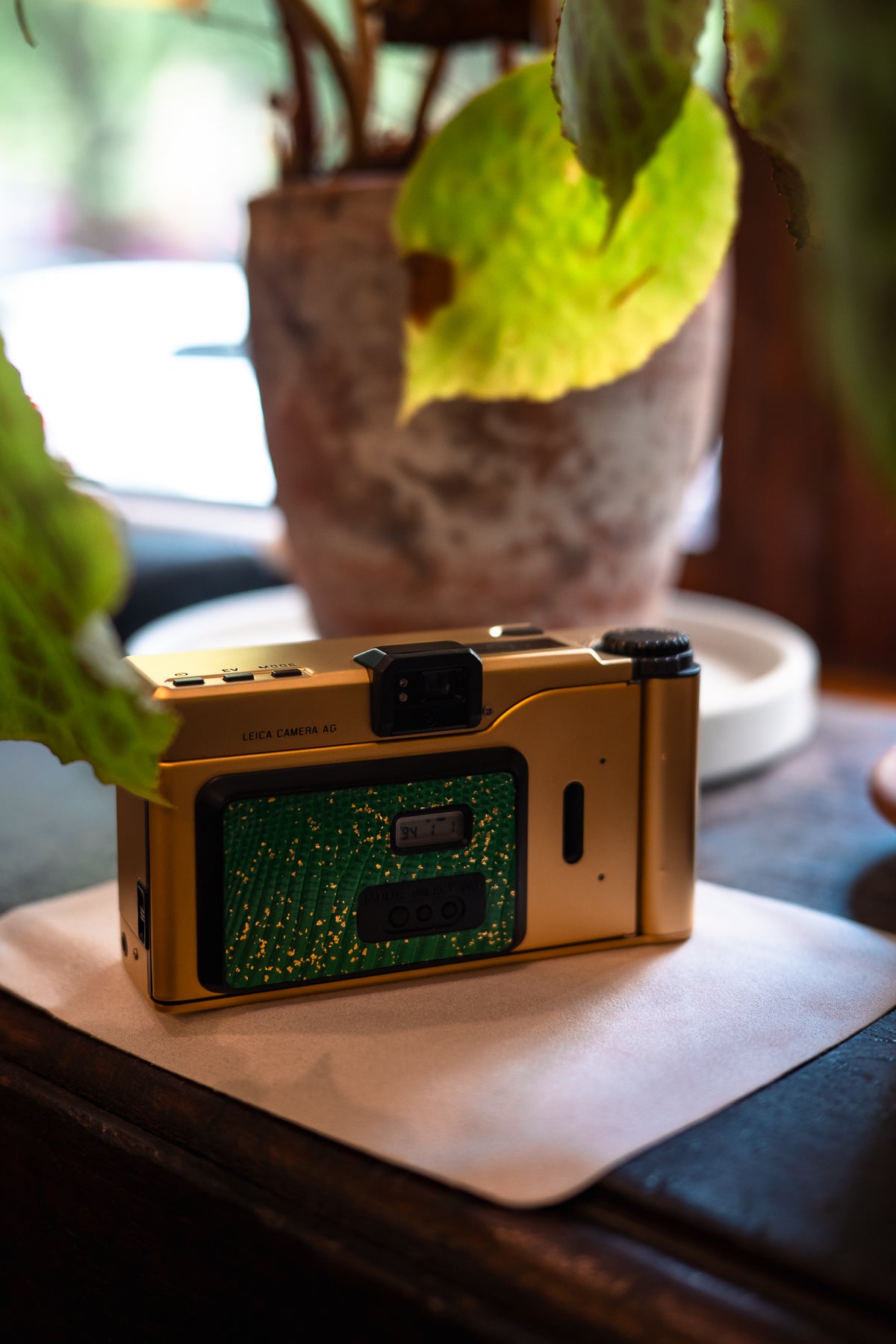 minilux 24K Golden Customization/Leather art replacement with gold sprinkled lizard skin material/Green