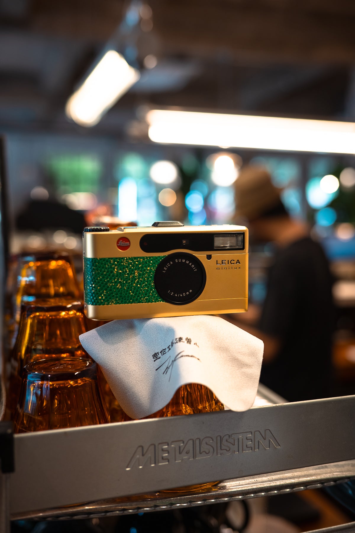 minilux 24K Golden Customization/Leather art replacement with gold sprinkled lizard skin material/Green