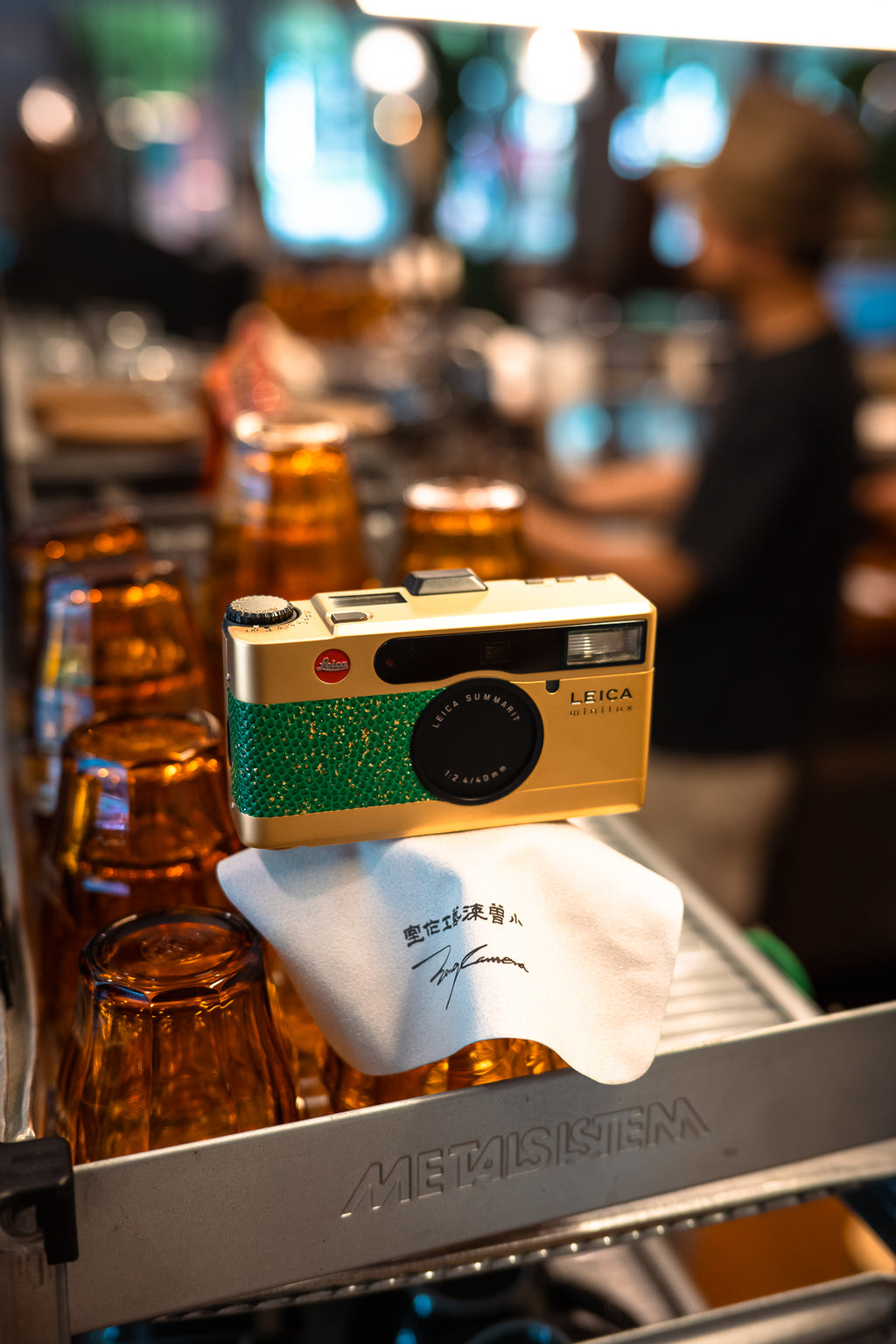 minilux 24K Golden Customization/Leather art replacement with gold sprinkled lizard skin material/Green