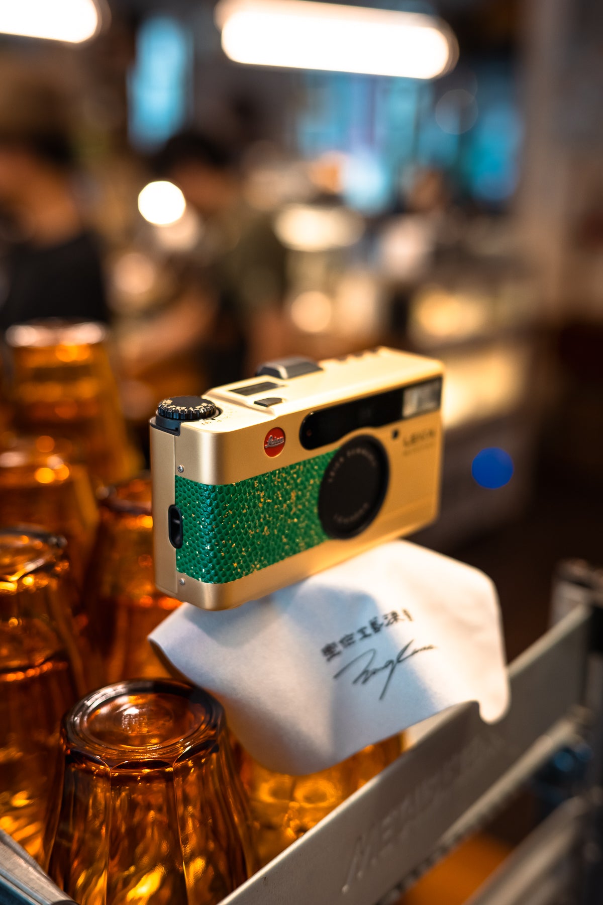 minilux 24K Golden Customization/Leather art replacement with gold sprinkled lizard skin material/Green