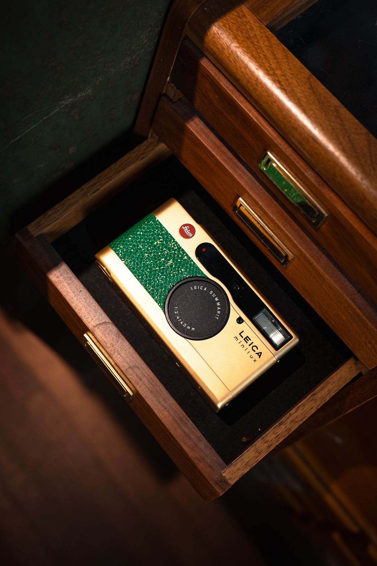 minilux 24K Golden Customization/Leather art replacement with gold sprinkled lizard skin material/Green