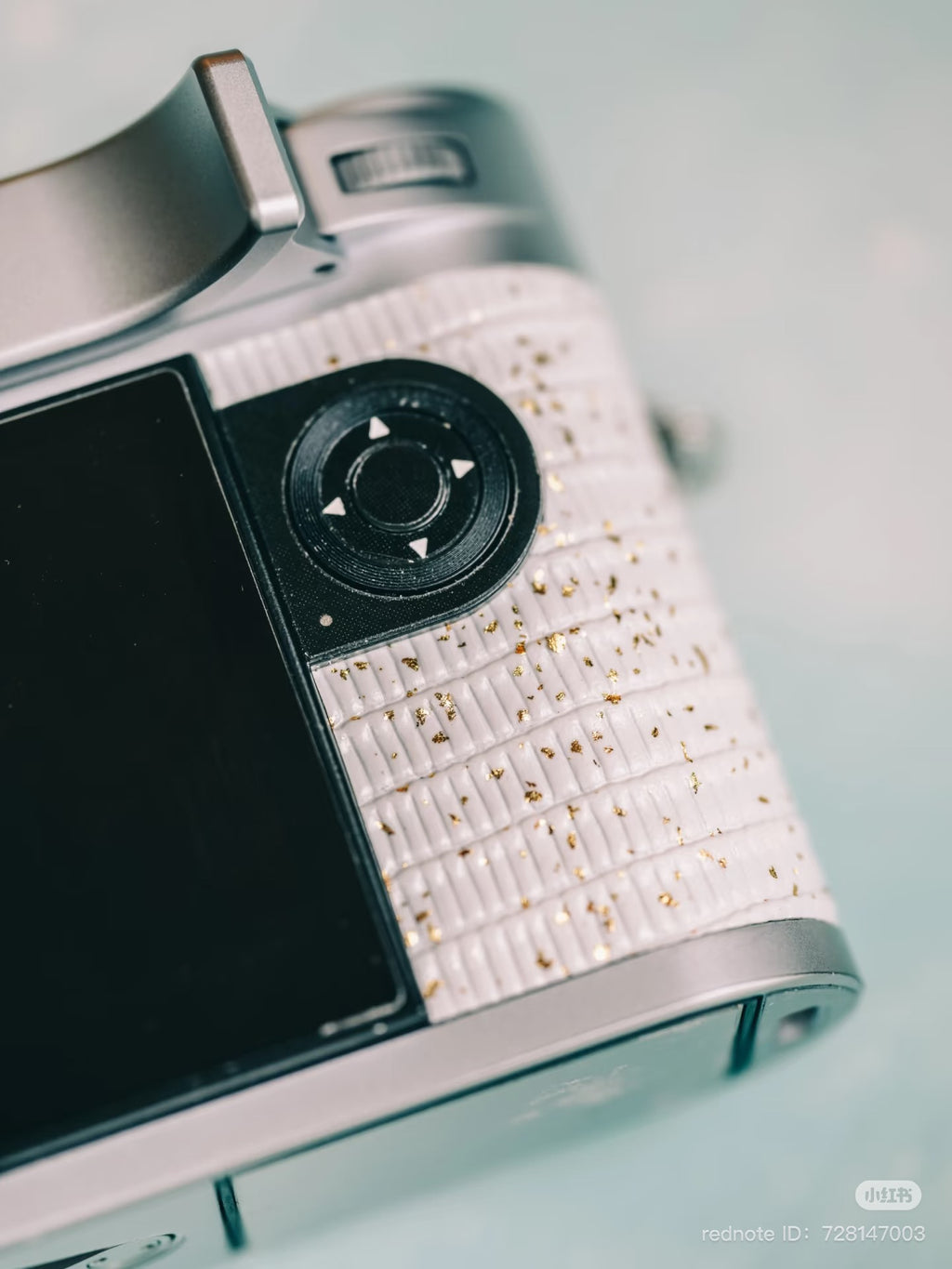 Leather art replacement with gold sprinkled lizard skin material/White