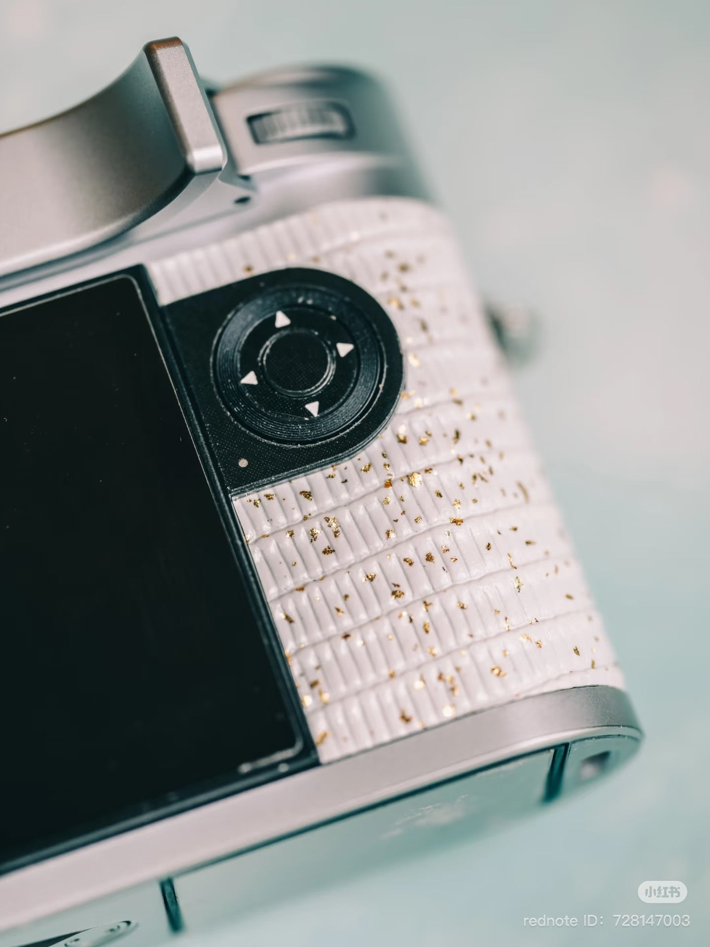 Leather art replacement with gold sprinkled lizard skin material/White