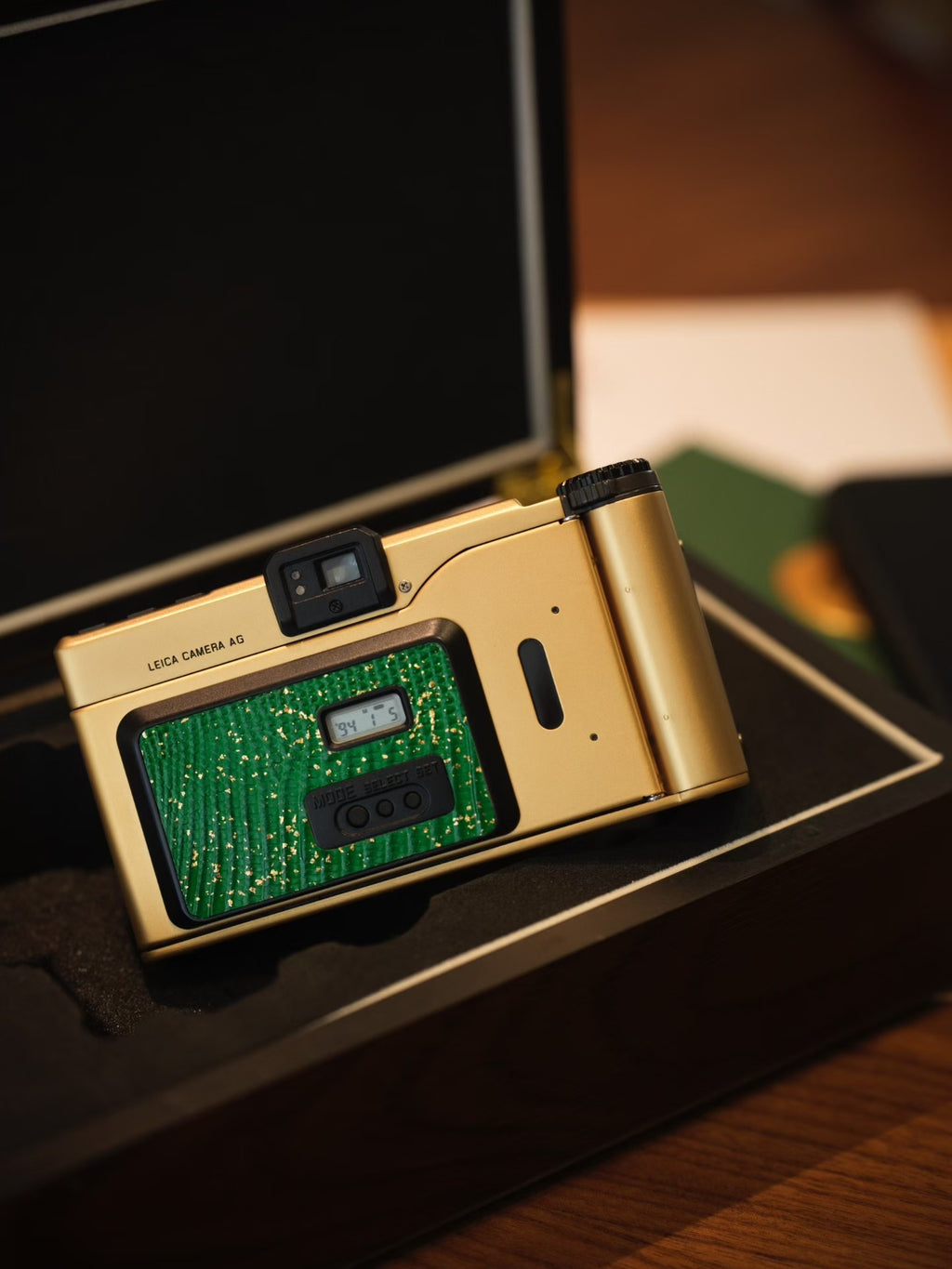 minilux 24K Golden Customization/Leather art replacement with gold sprinkled lizard skin material/Green