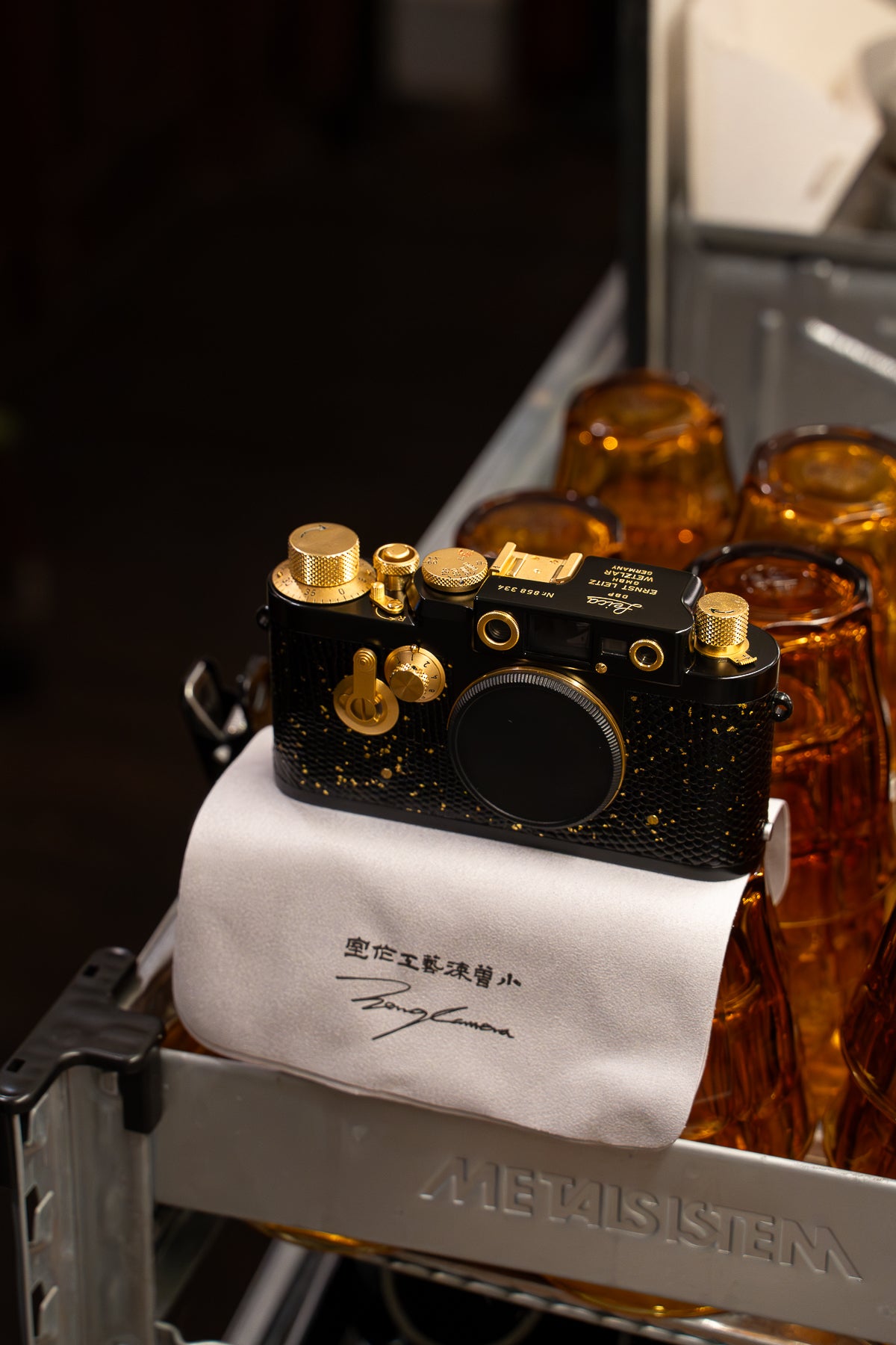 IIIG 24K Golden Customization,Leather art replacement with gold sprinkled lizard skin material/black